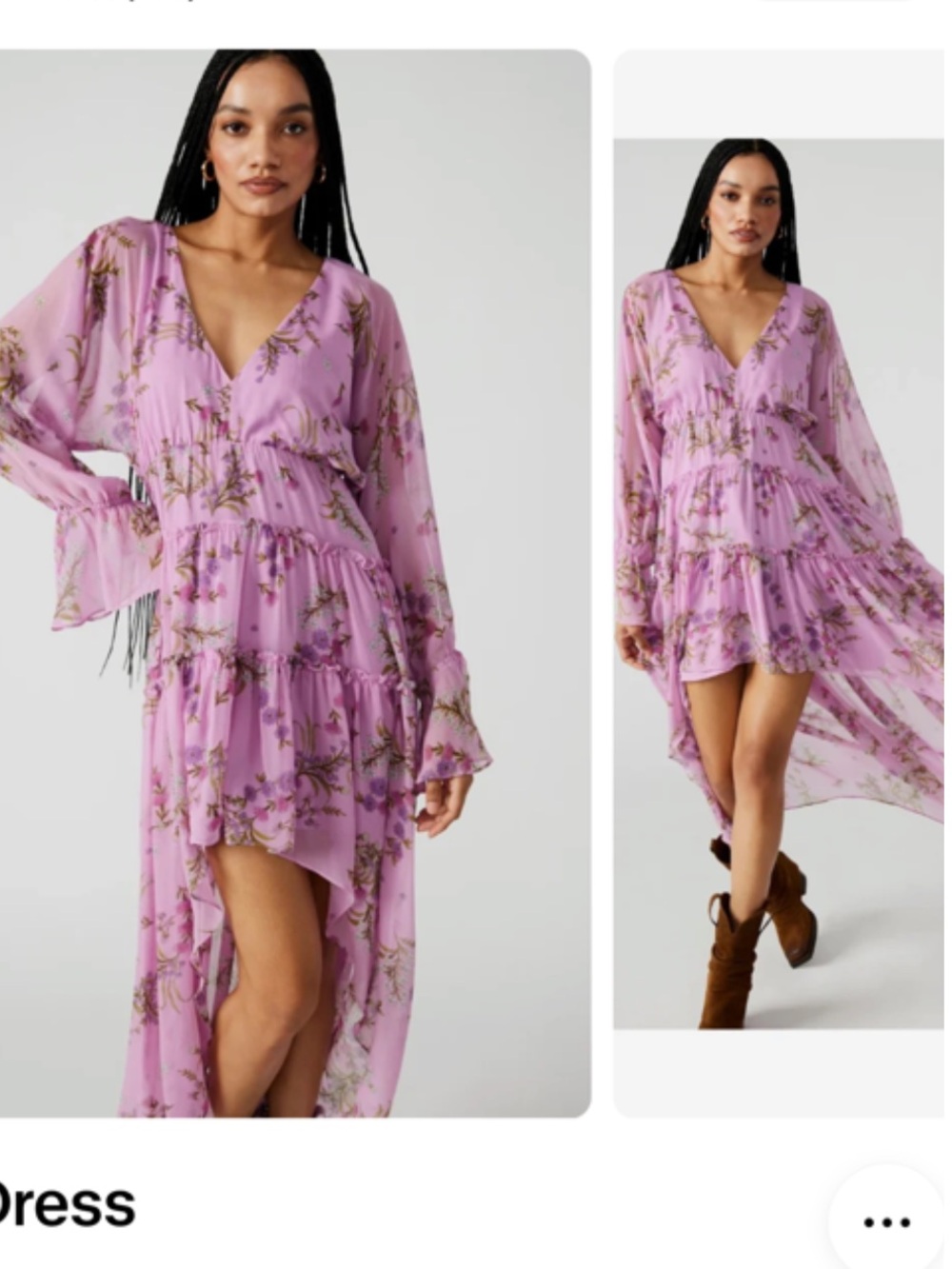 Sol Dress by Unknown Brand — Lavender Floral High-Low Dress